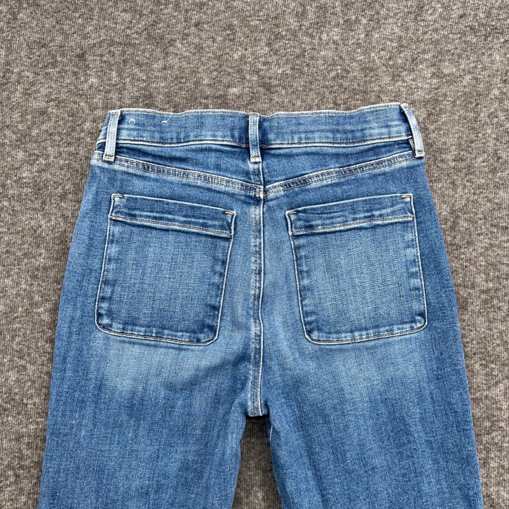 Loft The Kick Crop Jeans Womens 28/6 Medium Wash Blue Patch Pocket High Rise - Picture 7 of 14